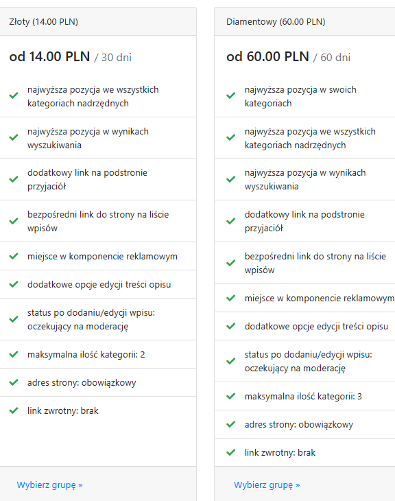 Promowanie wpisów w katalogu